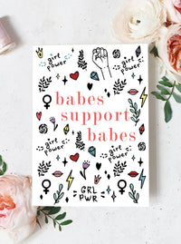 Babes Support Babes Greeting Card Set,Gift for Friend,Card for Co-worker,Feminist Card,Girl Power Card,Girl Boss Card,Designed + Made in USA