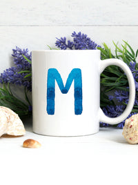 Initial letter blue coffee mug