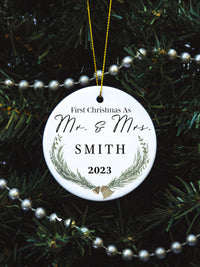 Custom Mr. and Mrs. 1st Christmas Ornament Bells