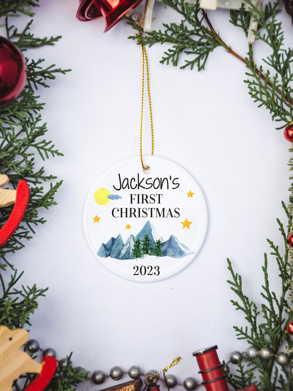 babys first christmas 2023 mountain custom ornament