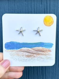 starfish silver stud earrings beach