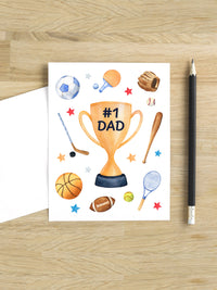 #1 Dad sports fan fathers day greeting card