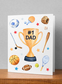 #1 Dad sports fan fathers day greeting card