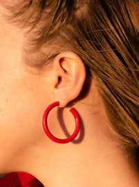 trendy light weight lucite red hoops
