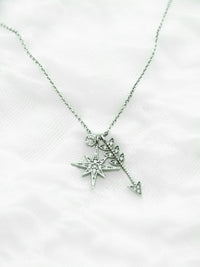 Crossed Path Pave Silver Necklace