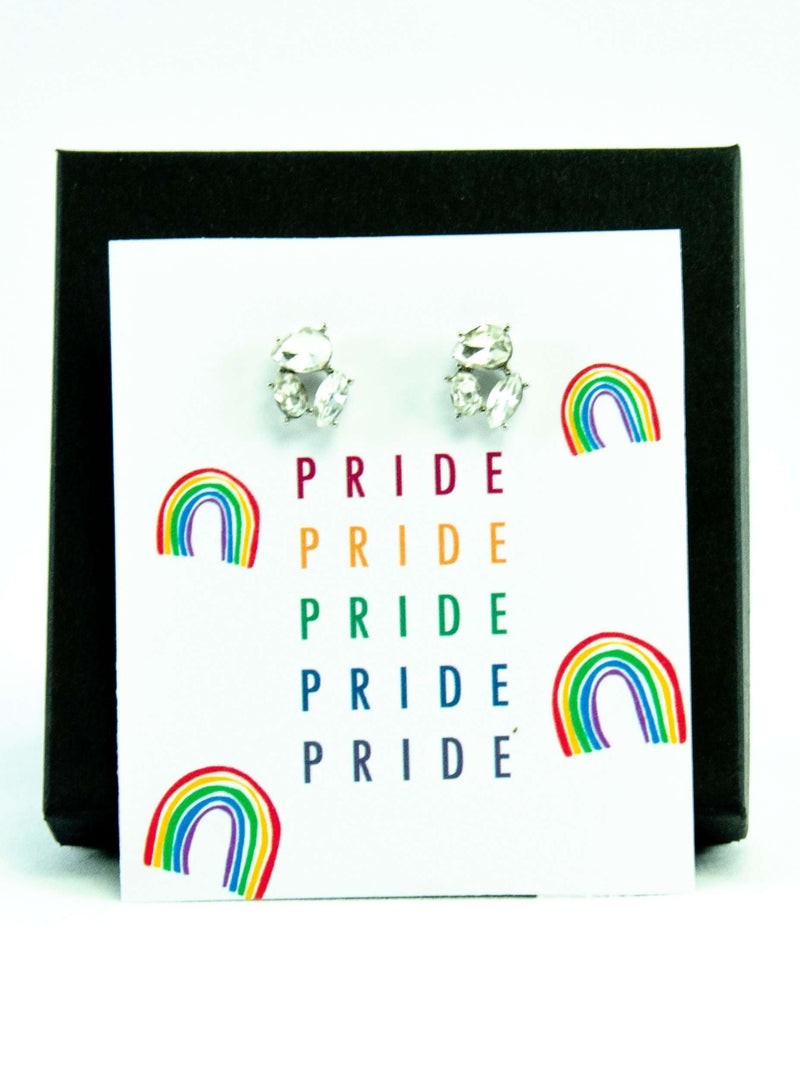 Happy Pride Month LGBTQ Jewel Stud Earrings Gift, LGBTQ Pride Jewelry Gifts, Love is Love, Gay Pride Rainbow Earrings