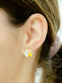 pastel geometric hexagon stud earrings S925 Sterling Silver