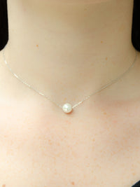 fresh water white pearl sterling silver necklace