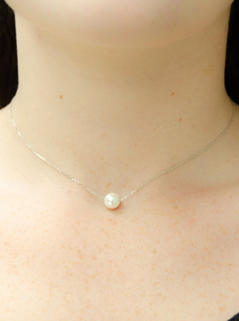 Fresh Water Pearl Sterling Silver Chain Delicate Necklace S925