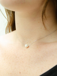 fresh water white pearl sterling silver necklace