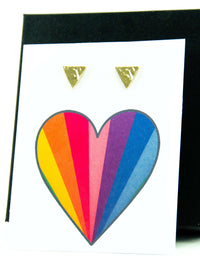 Rainbow Heart LGBTQ+ Pride Triangle Stud Earrings Gift