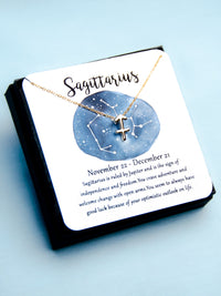 gold sagittarius zodiac astrological necklace gift for women