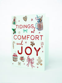 Holiday Presents Christmas Card Set,Christmas Candy Card,Tidings of Comfort and Joy Card,Handmade Holiday Greeting Card Set, Made in USA