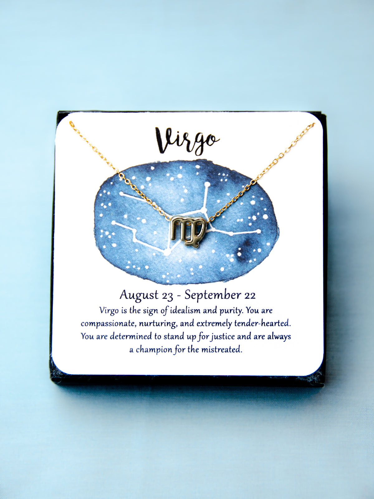 gold virgo zodiac astrological necklace gift for women
