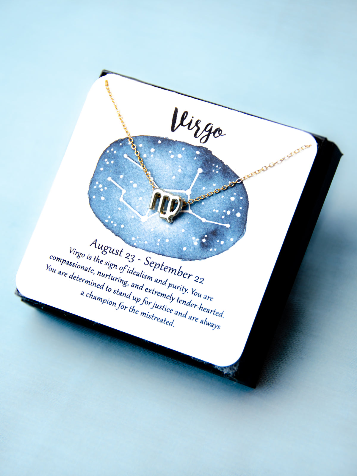 gold virgo zodiac astrological necklace gift for women
