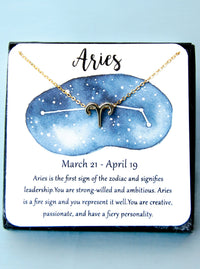 Zodiac Aries Astrological Horoscope Necklace Gift