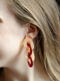 acrylic burgundy statement trendy earrings 