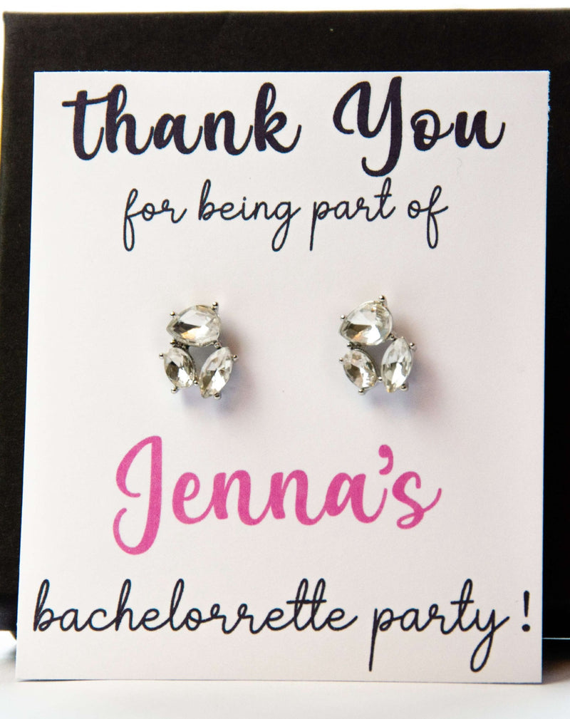 Bachelorette Party Favor Thank You Gift, Personalized Bachelorette Party Gift Ideas, Bridesmaid Jewelry Gift, Custom Bridal Jewel Earrings