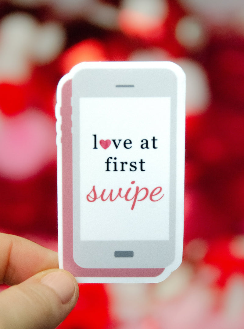 Love At First Swipe Sticker, Valentine's Day Sticker, Online dating Sticker, Sticker for girlfriend, sticker for boyfriend, sticker for her