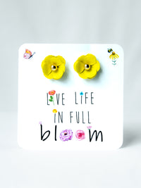 Live Life In Full Bloom Yellow Floral Stud Earrings