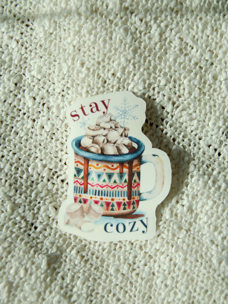 stay cozy hot chocolate winter sticker, hot chocolate decal