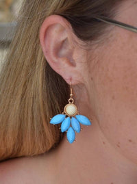 BlueJay Drop Earrings Fish Hook back, Earrings,  epoxy stones, lightweight, free shipping