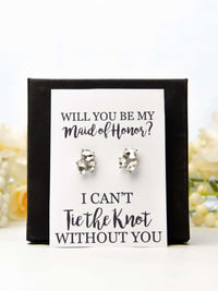 Tie the Knot Jewel Earrings Maid of Honor Proposal Gift,Personalized Bridal Party Gift,Will You Be My Maid Of Honor,Custom Bridal Earring