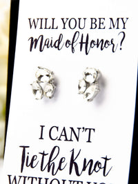 Tie the Knot Jewel Earrings Maid of Honor Proposal Gift,Personalized Bridal Party Gift,Will You Be My Maid Of Honor,Custom Bridal Earring