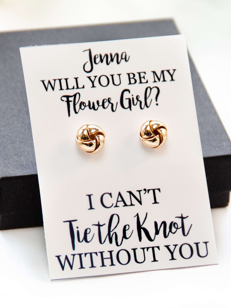 Tie the Knot Earrings Flower Girl Proposal Gift,Personalized Bridal Party Gift,Bridesmaid Wedding Jewelry
