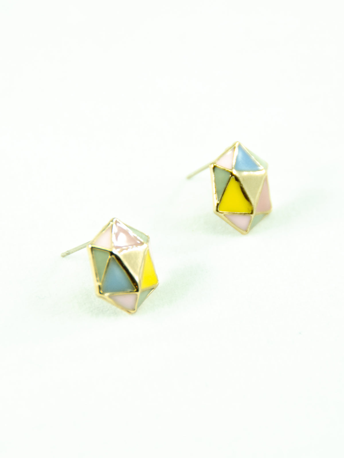 pastel geometric hexagon stud earrings S925