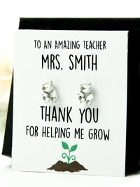 Teacher Appreciation Thank You For Helping Me Grow Personalized Pearl Jewelry,Custom Best Teacher Ever Gift,