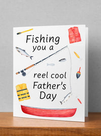 Happy Father's Day Greeting Card, Fishing you a reel cool father's day card, fishing card