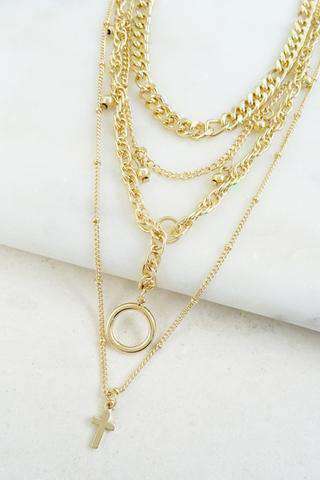 gold layered trendy chain necklace