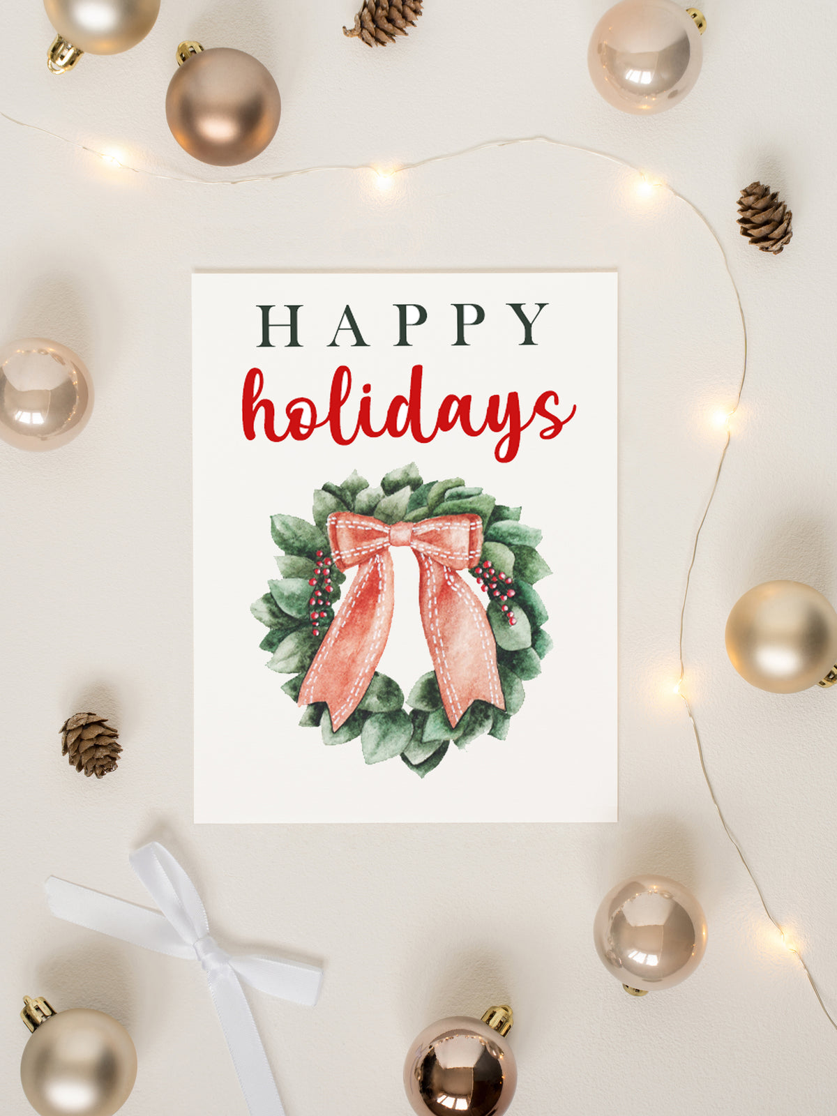 Happy Holidays Wreath Card Set,Holiday Chrismas Wreath Cards,Handmade Holiday Greeting Cards,Holiday Season Greetings Card,Made in USA