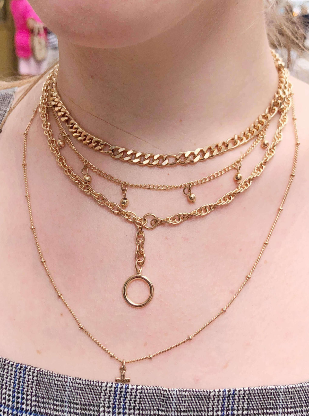 new york city chic gold layered trendy chain necklace