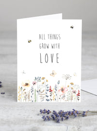 All Things Grow With Love Spring Greeting Card Set,Gift for Friend,Easter Card,Floral Spring Card,Flower Card,Mother's Day Card Made in USA