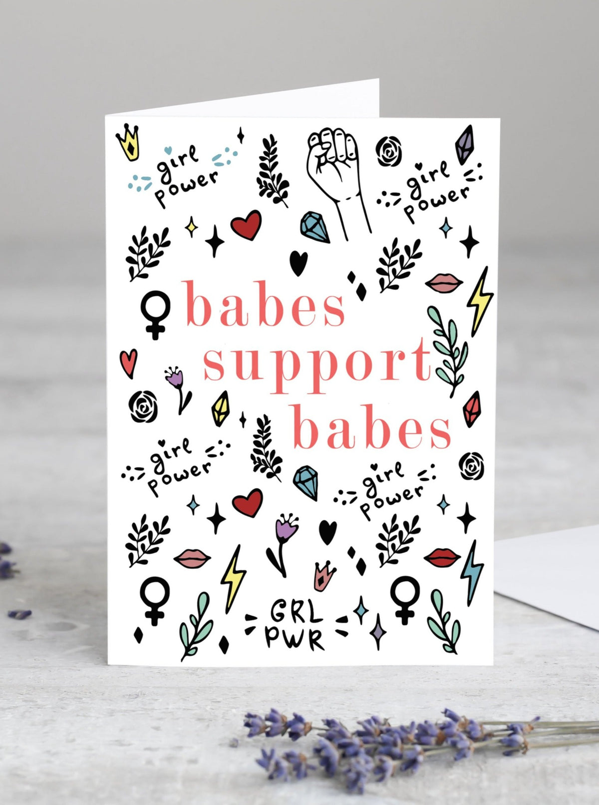 Babes Support Babes Greeting Card Set,Gift for Friend,Card for Co-worker,Feminist Card,Girl Power Card,Girl Boss Card,Designed + Made in USA