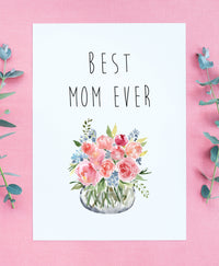 Best Mom Ever Mother's Day Card,Happy Mother's Day Blank Card,Mum Day Card,Floral Spring Card,Mom Card,Mother's Day Card for friend,Made in USA