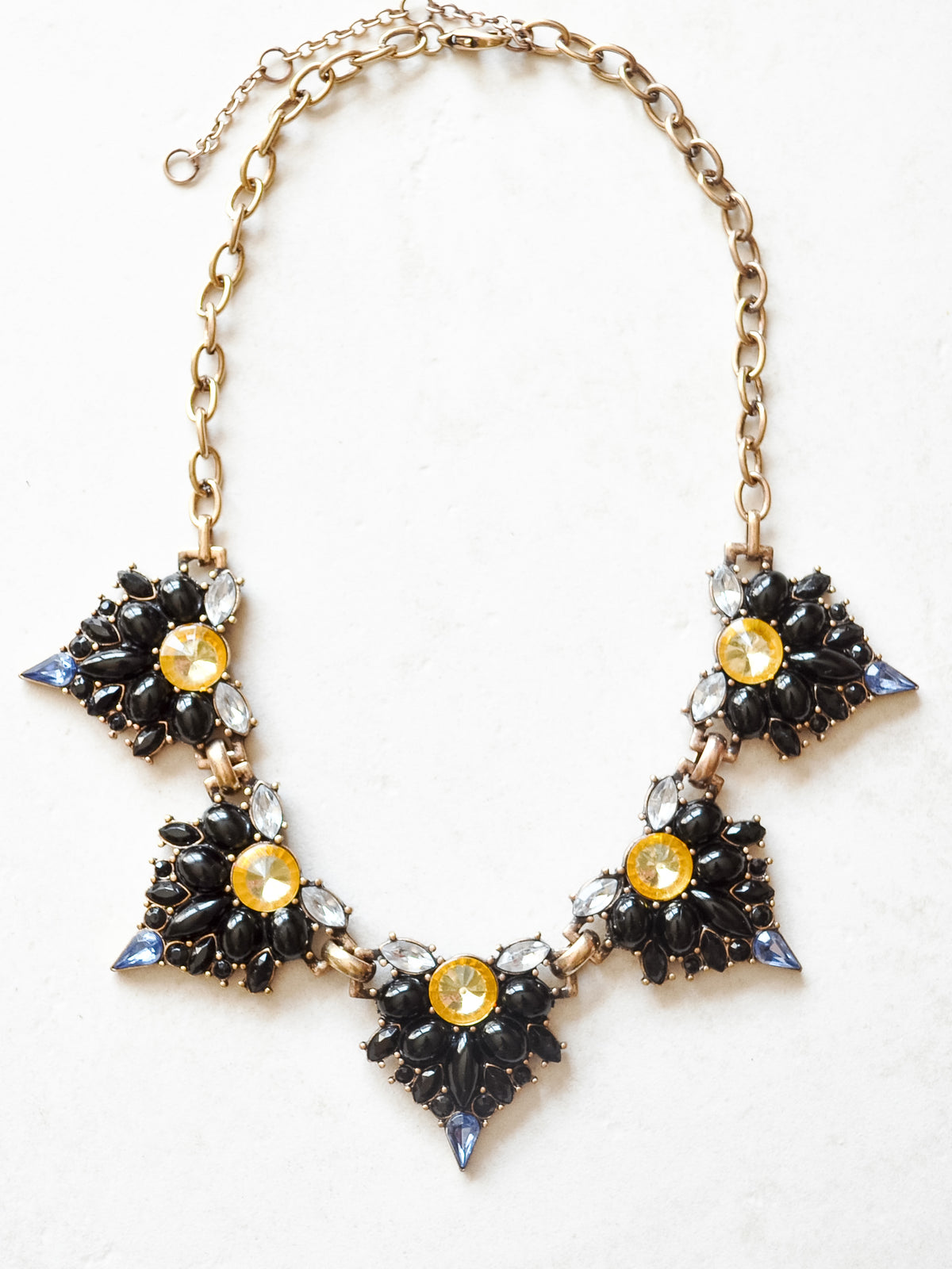 black yellow geometric work wear statement necklace
