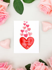 Happy Valentine's Day Hearts Card Set,Galentines Day Card for friend,Happy Valentine's Day Pink Heart Card Set,VDay Card for Her,Made in USA