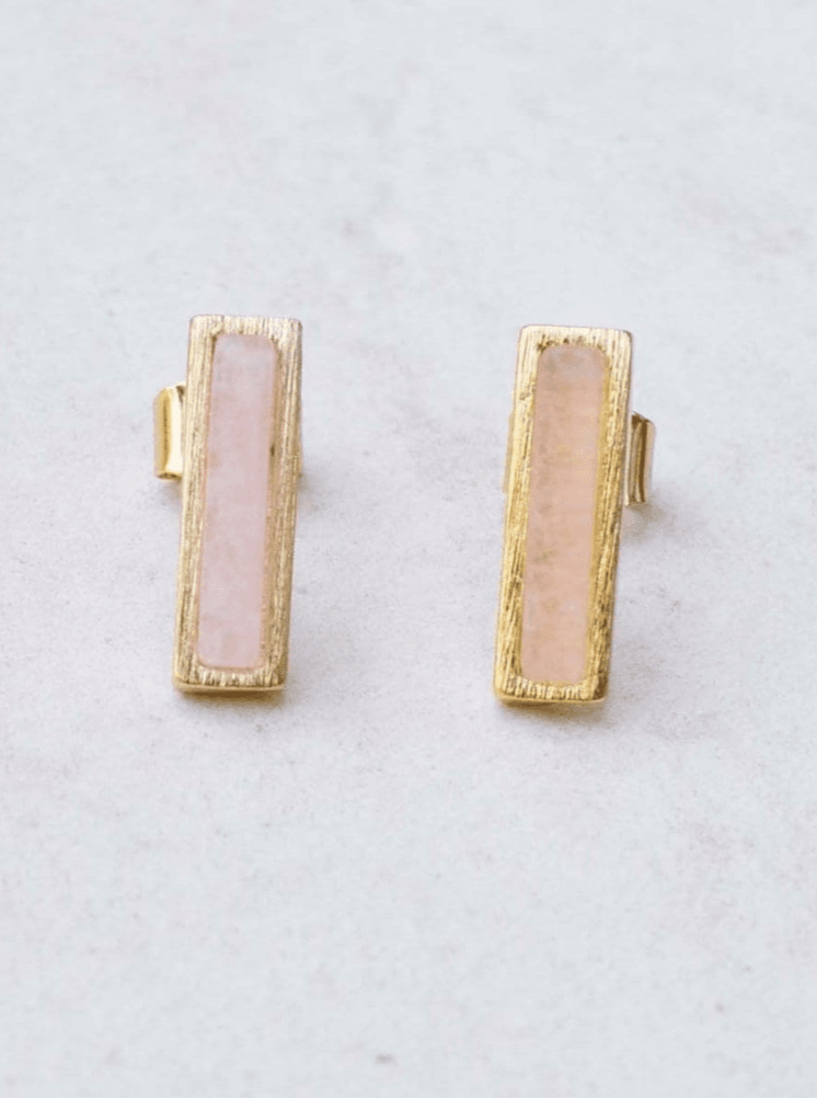 pink stone earrings studs