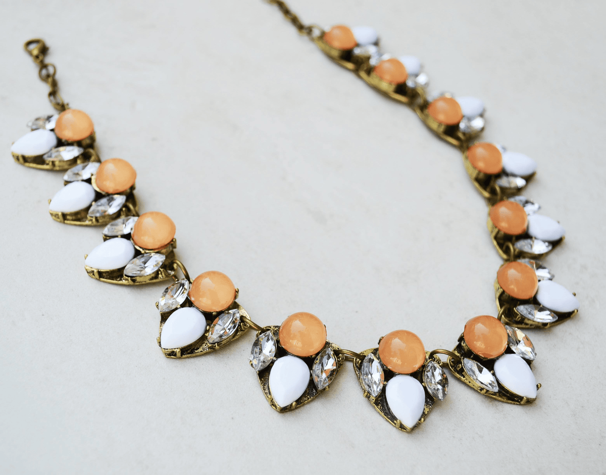 preppy collar necklace orange white 