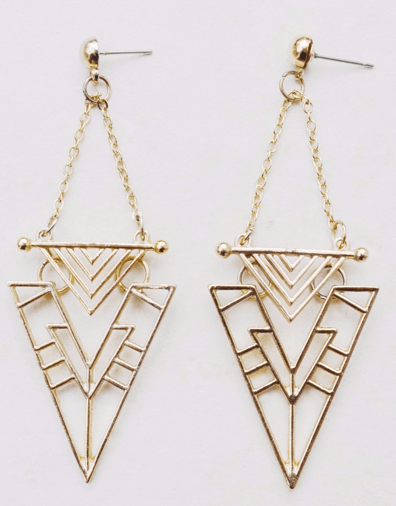 geometric boho gold drop earrings
