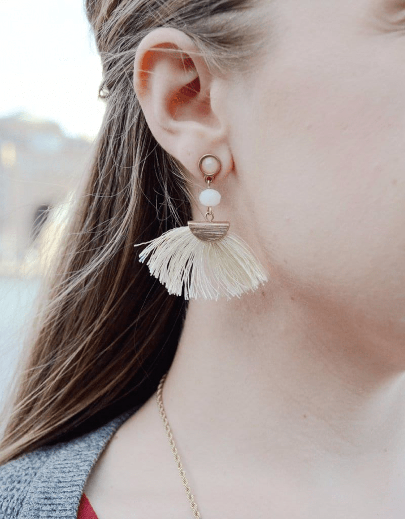 trendy stylish fun fan beaded earrings