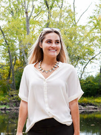 preppy collar necklace orange white 