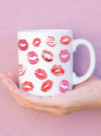 lipstick kisses coffee mug