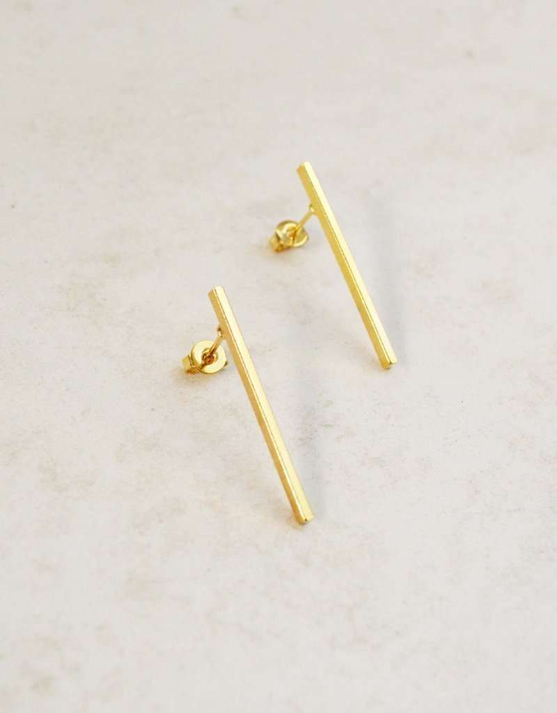 14K Gold Simple Line Earrings