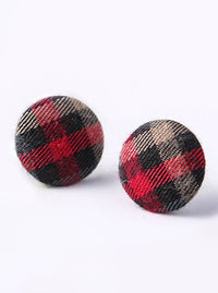 plaid button earrings gifts for her