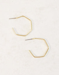 gold trendy geometric hoop earrings