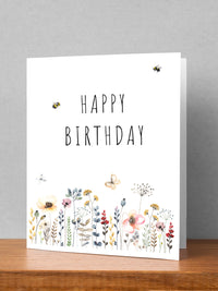 happy birthday wildflower floral card